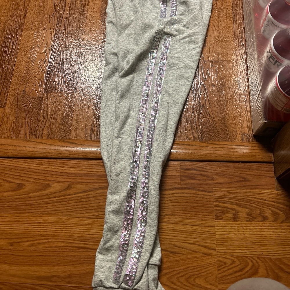 Victoria secret pink bling sequin joggers sweatpants iridescent sequin slim fit